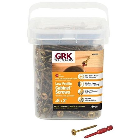 Grk Fasteners Sheet Metal Screw, #8 x 2 in, Climatek Coated Steel Washer Head Torx Drive 96077